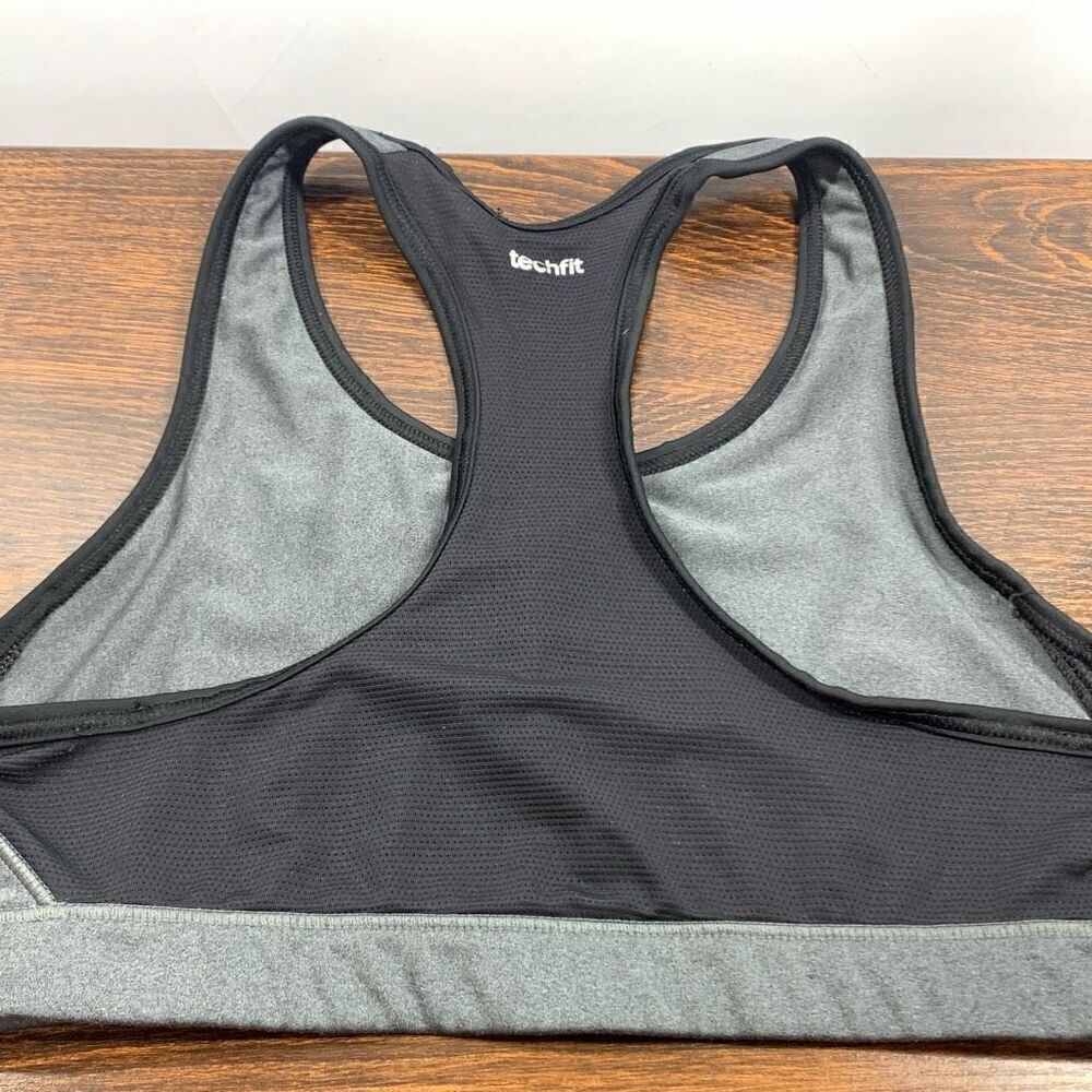 Adidas Women's Solid Pullover Racerback Techfit Sports Bra Gray Size Medium - Picture 3 of 4